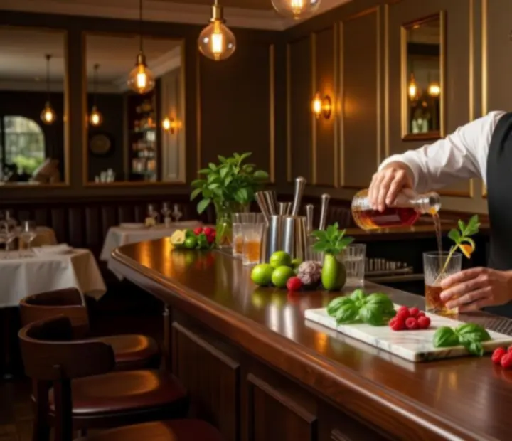 Barman připravuje koktejl v Tajném Salonu
