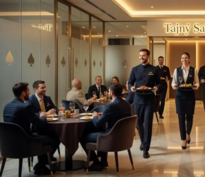 Obsluha se stará o hosty v salonku restaurace Tajný Salon s úsměvem a profesionálním vystupováním